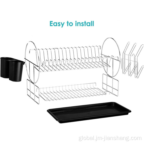 Steel Frame Dish Rack 2 Tier 201 Stainless Steel Dish Rack Factory